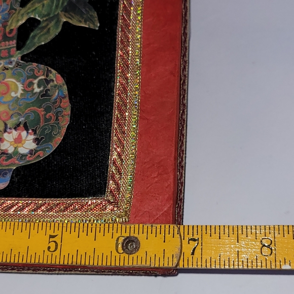 Floral Decorative Box with Red Border Fabric Lined Box - Picture 6 of 7